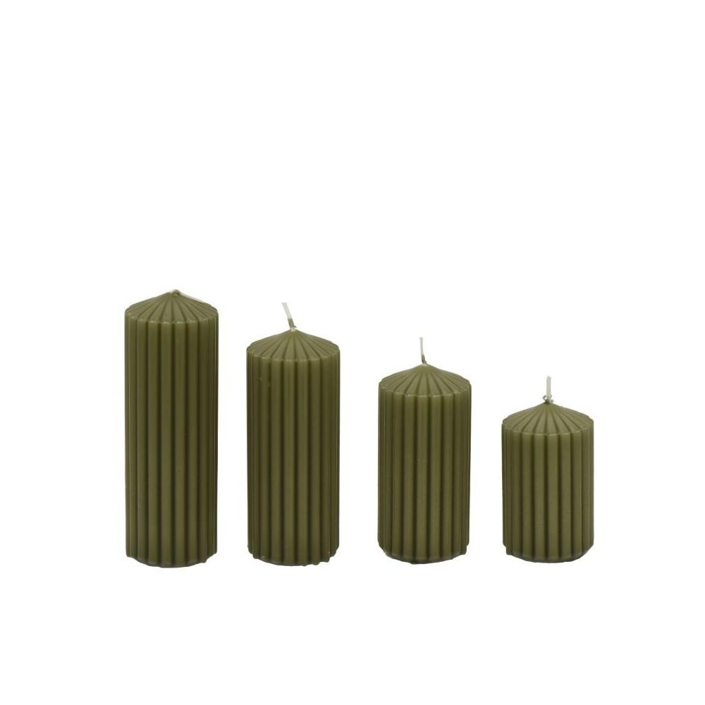 SET 4 CANDELE MOCCOLO RIGATE VERDE H.14